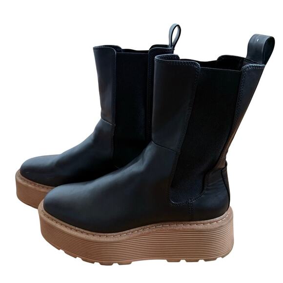 H&M Black Platform Chelsea Boots Size 38 US 7 Bloggers Classic - Picture 12 of 13